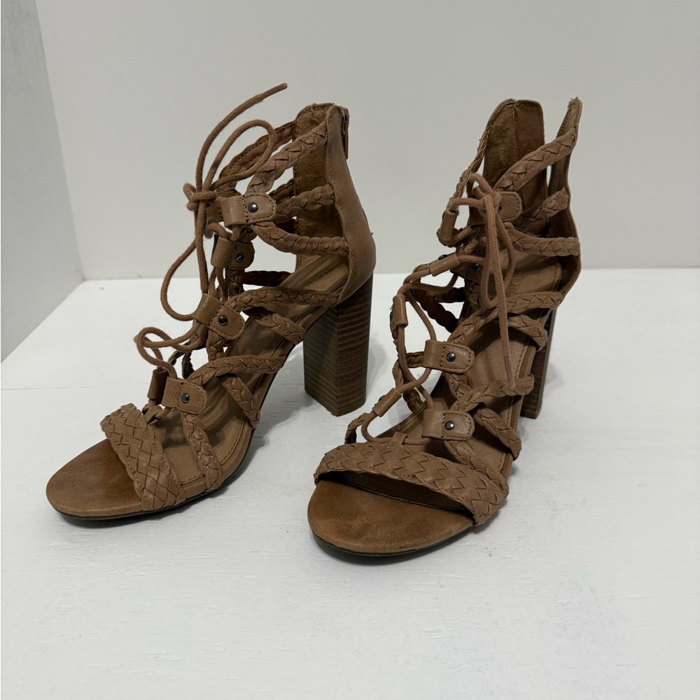 Merona Braided Lace-Up Tan Heels